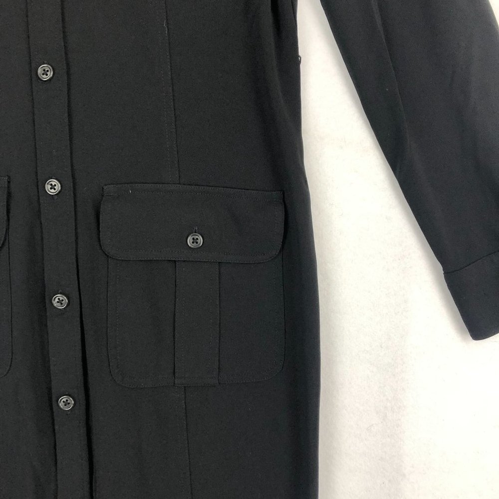 LRL Lauren Ralph Lauren Women's Size Medium Black Button Front Collared Dress - Picture 3 of 9